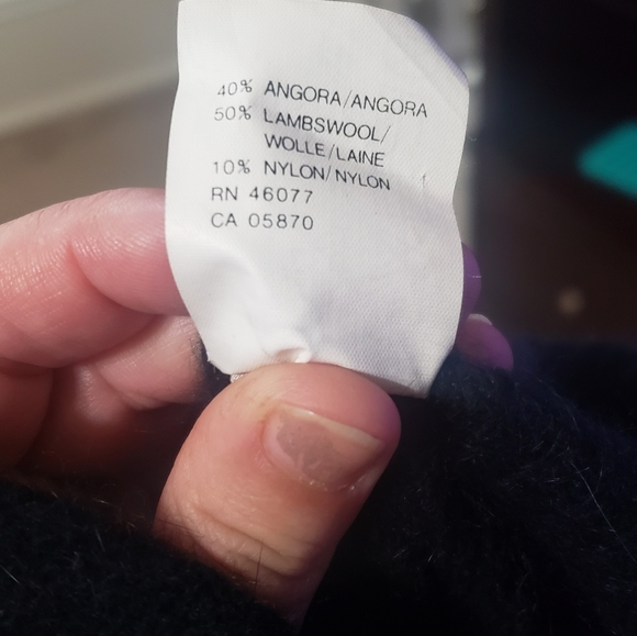 Esprit m angora lambs wool blend fuzzy puff longsleeve scoop front v back - Picture 10 of 11